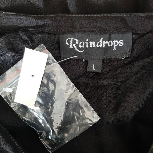 RAINDROPS Beaded A-Line Knee Length Midi Flowy Skirt Black Sz L - Picture 9 of 10